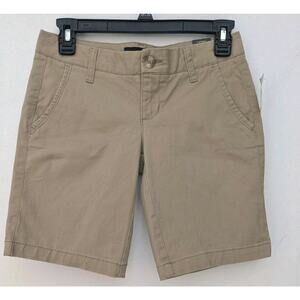 Aeropostale Juniors Bermuda Twill Shorts Mid Rise Tan Beige Size 00 NWT